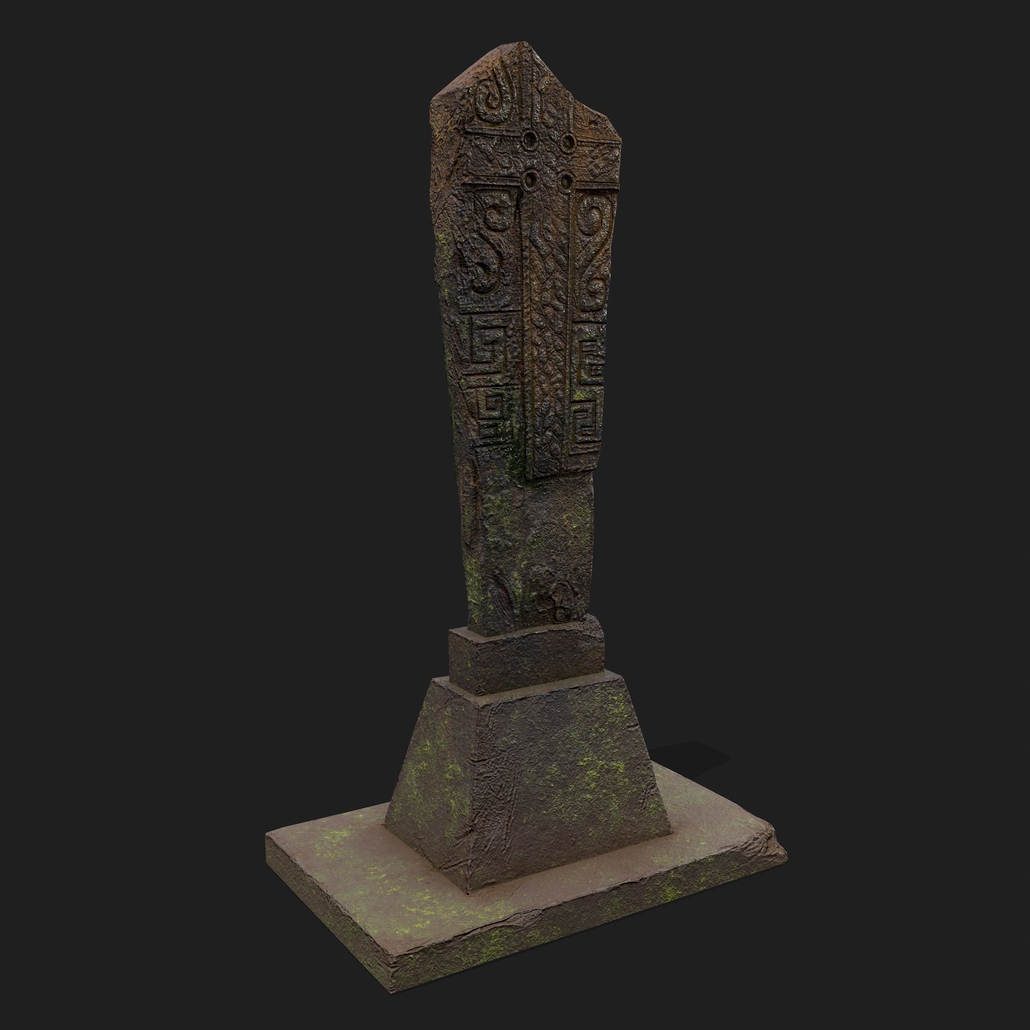 Mossy Grave Stones Low-poly 3D model_14
