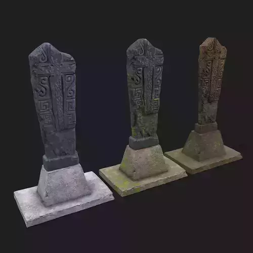  Mossy Grave Stones  Low-poly 3D model