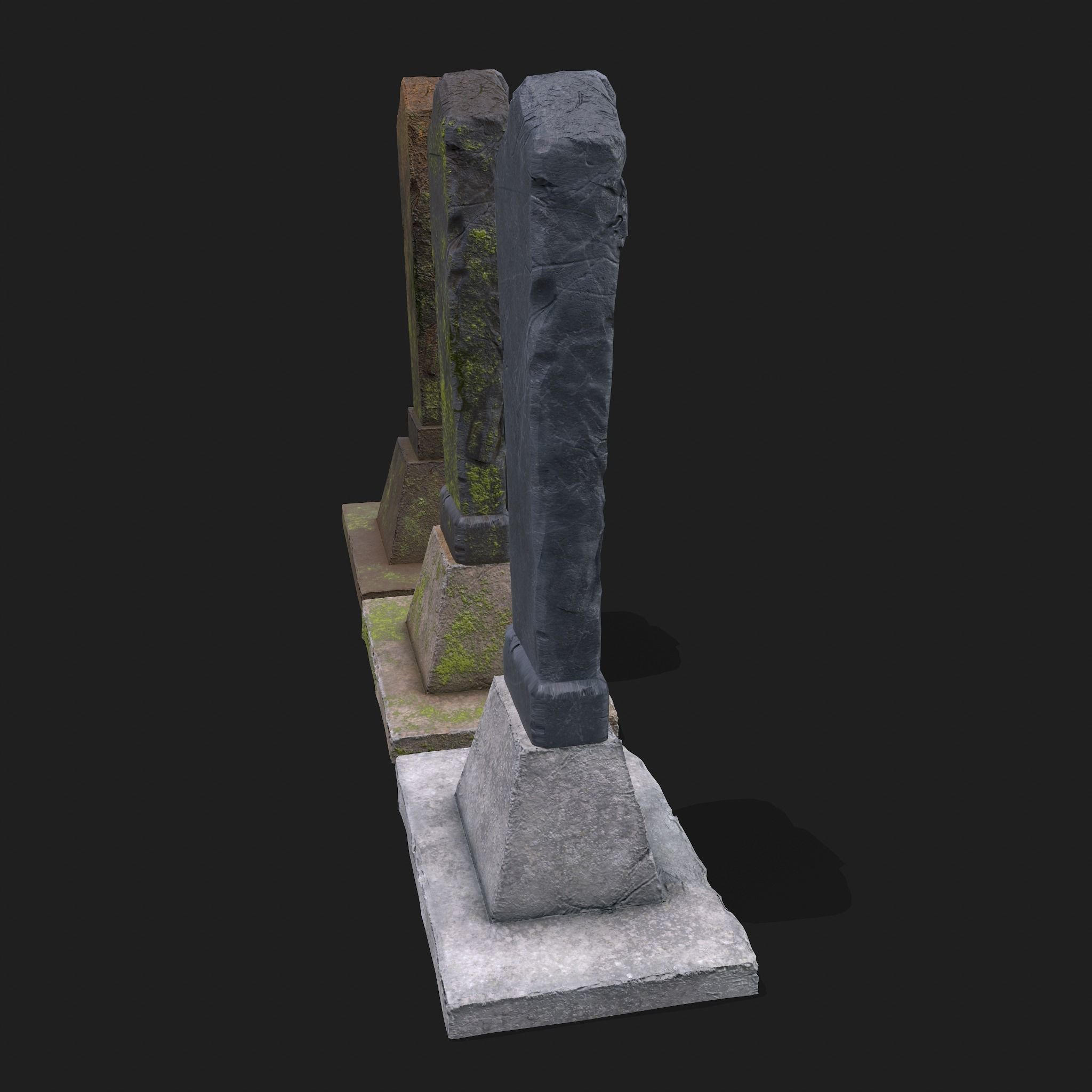Mossy Grave Stones Low-poly 3D model_3