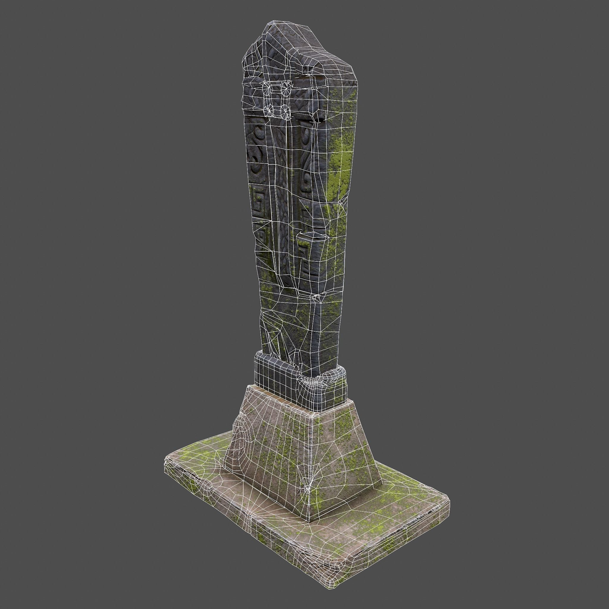 Mossy Grave Stones Low-poly 3D model_35