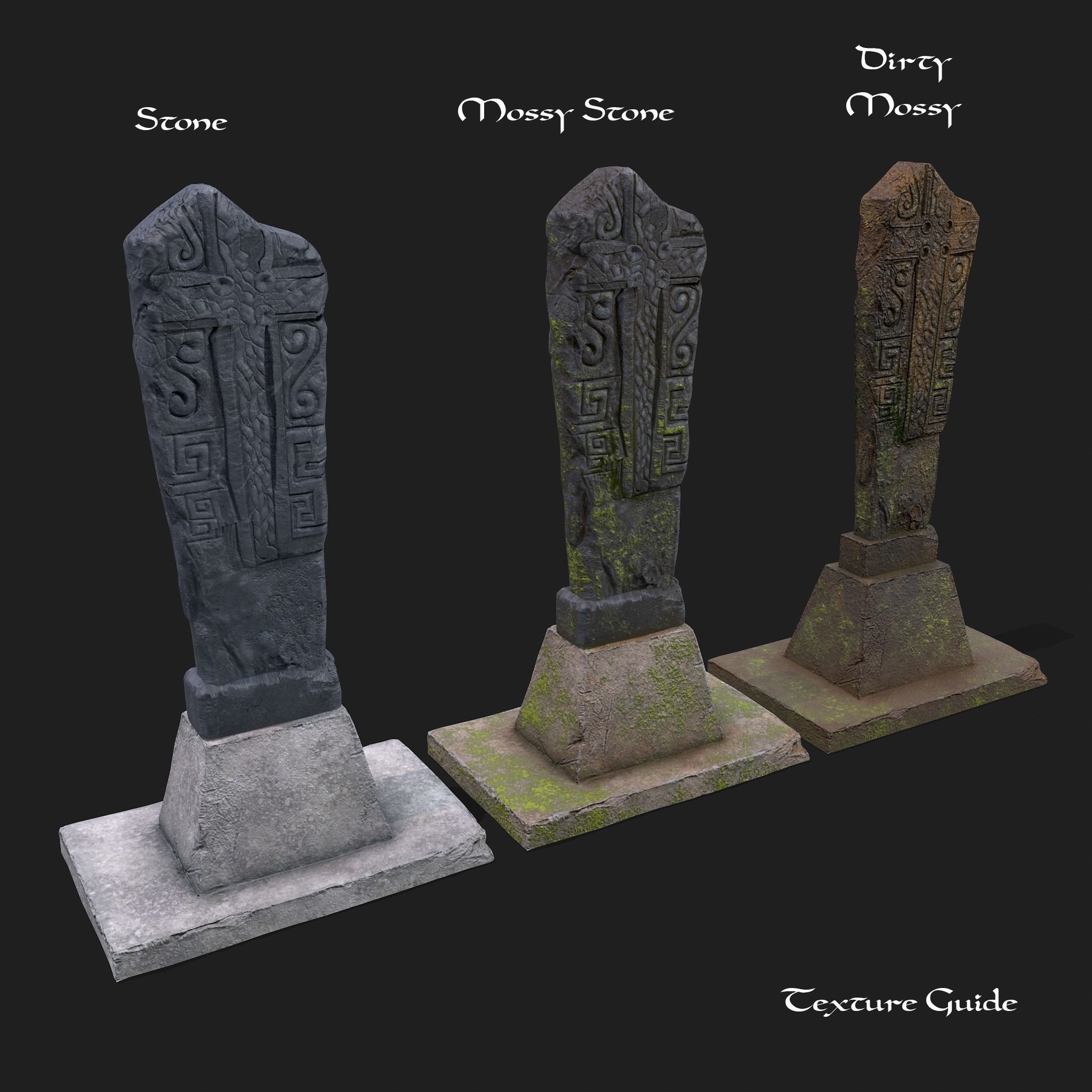 Mossy Grave Stones Low-poly 3D model_37