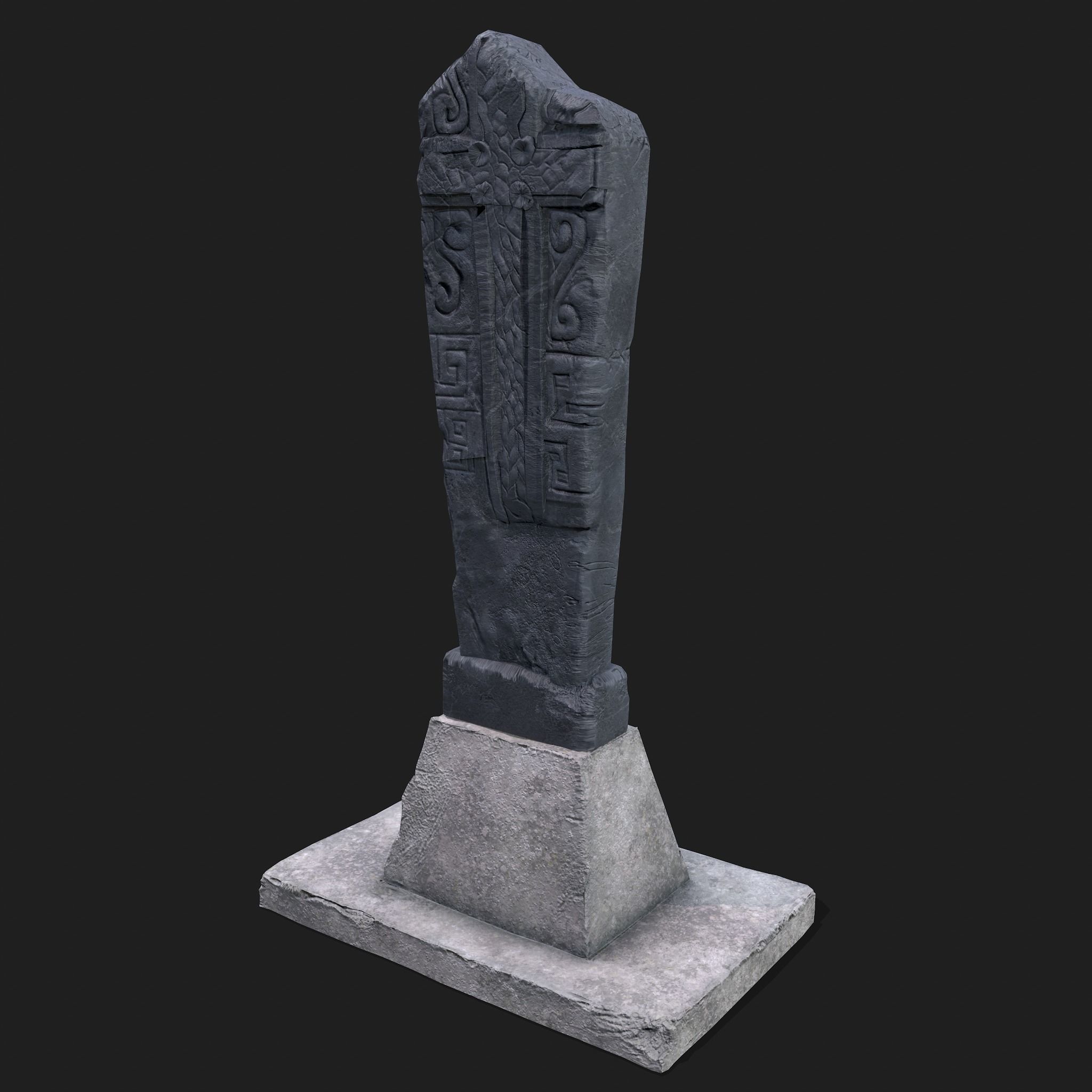 Mossy Grave Stones Low-poly 3D model_17