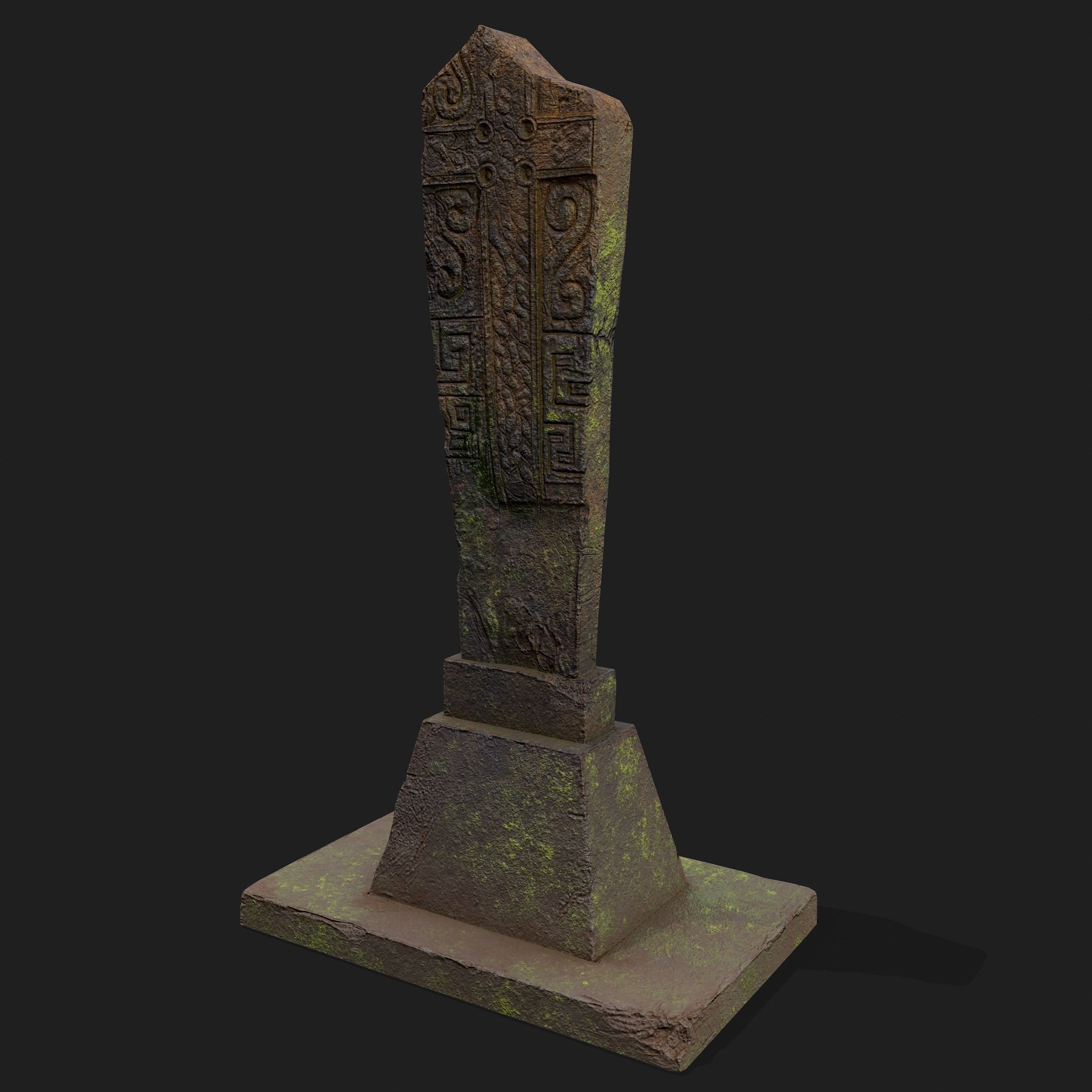Mossy Grave Stones Low-poly 3D model_18