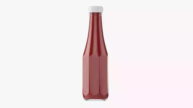 Barbecue sauce in glass bottle 12 3D model