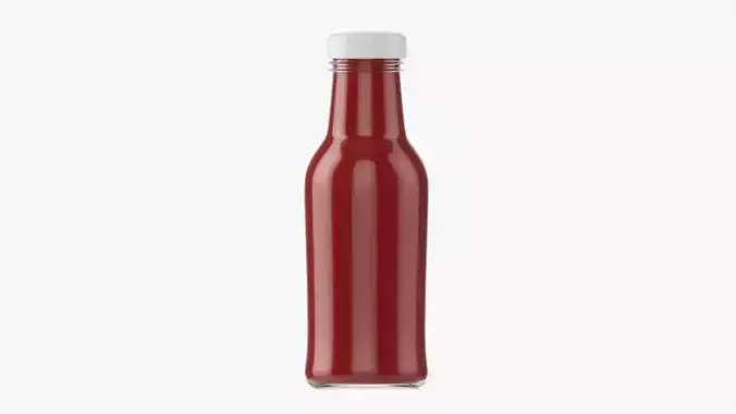 Barbecue sauce in glass bottle 13 3D model