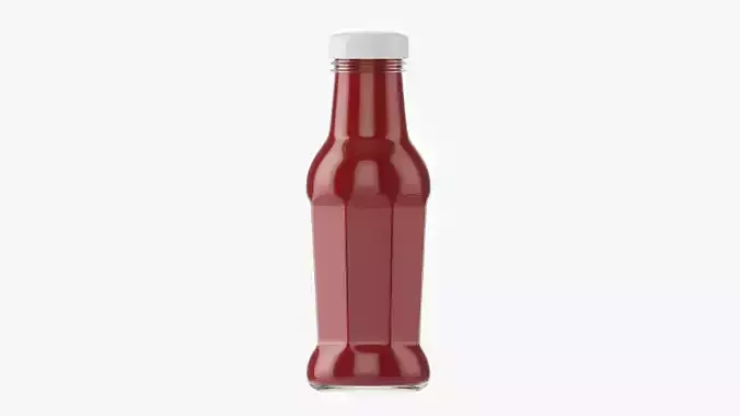 Barbecue sauce in glass bottle 14 3D model