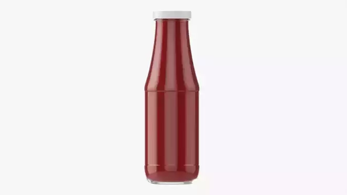 Barbecue sauce in glass bottle 15 3D model