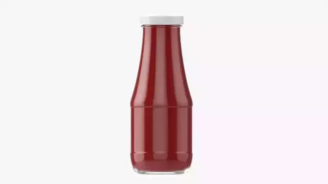 Barbecue sauce in glass bottle 16 3D model