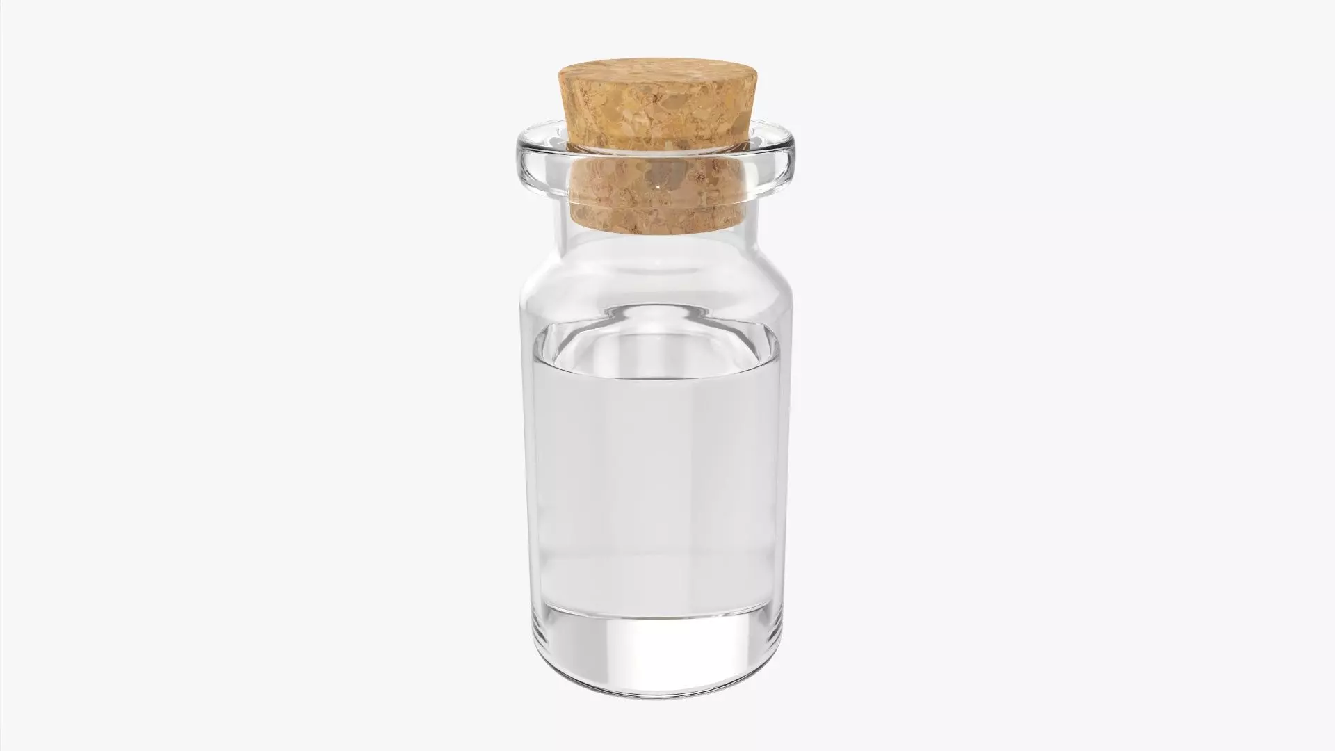 Glass bottle with cork small 3D model_0