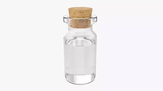 Glass bottle with cork small 3D model