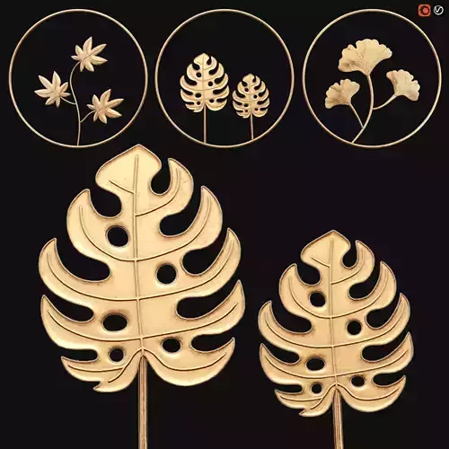 Ginkgo-Hanging set of gold leafs