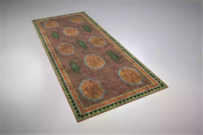 Worn Colorful Traditional Rug Low-poly 3D model