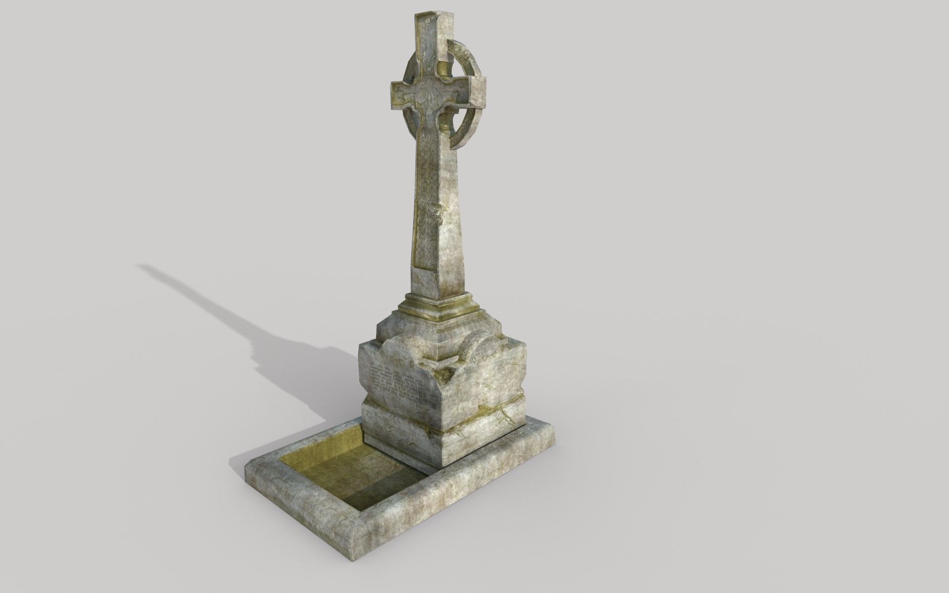 Environment gravestone with cross on top Low-poly 3D model_1
