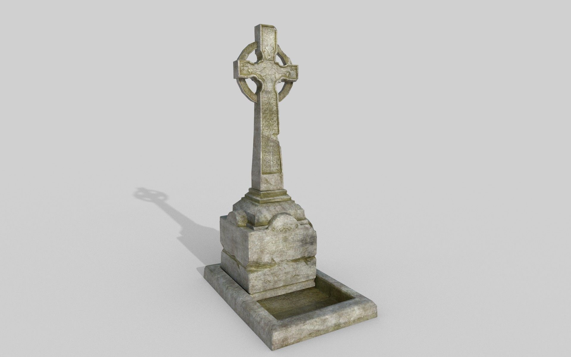 Environment gravestone with cross on top Low-poly 3D model_4