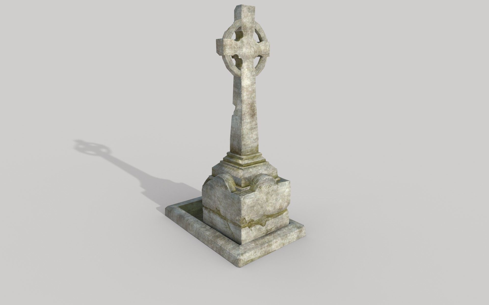 Environment gravestone with cross on top Low-poly 3D model_3