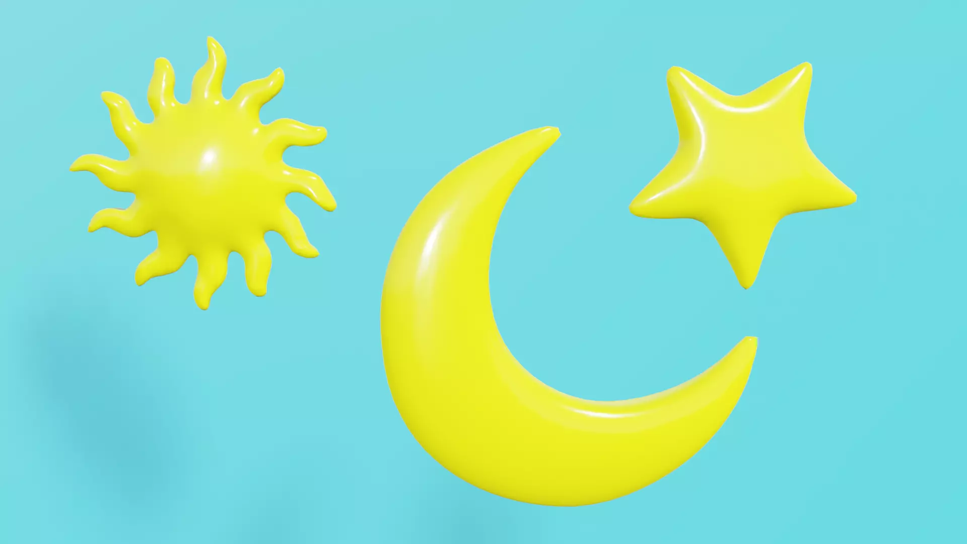 Cartoon Sun star moon Low-poly 3D model