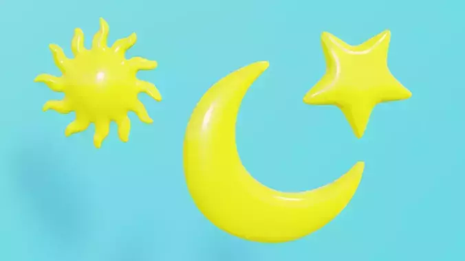 Cartoon Sun star moon