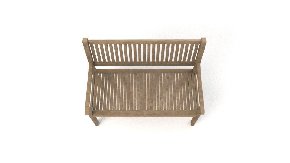 Wooden Bench Low-poly 3D model_4