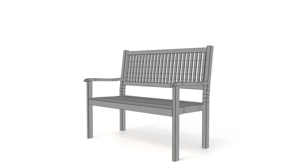 Wooden Bench Low-poly 3D model_5