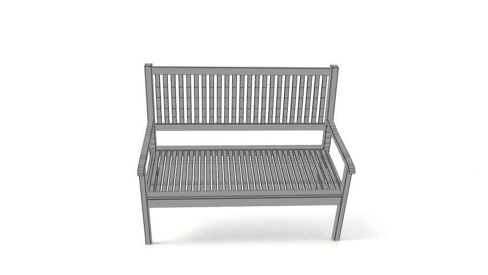 Wooden Bench Low-poly 3D model_6