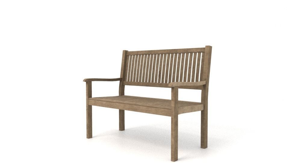 Wooden Bench Low-poly 3D model_1