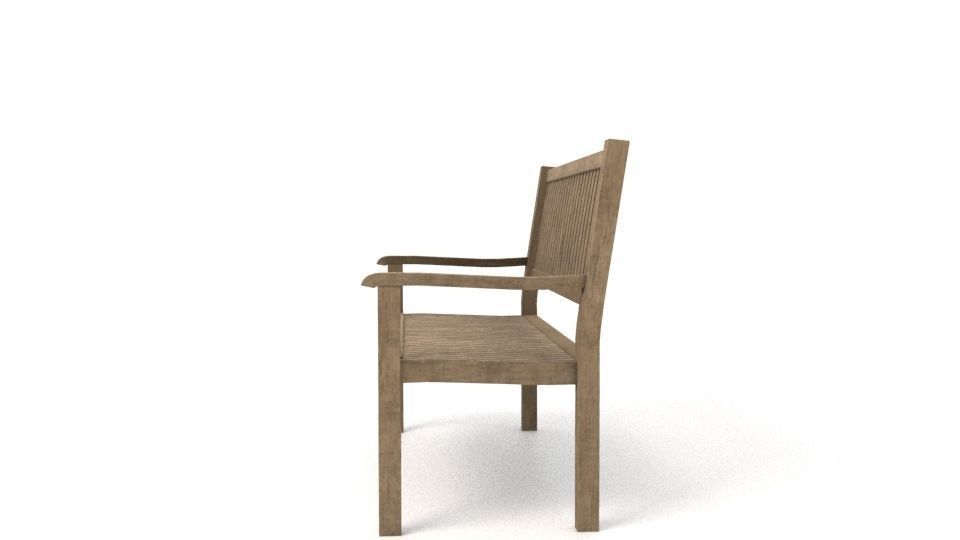 Wooden Bench Low-poly 3D model_2