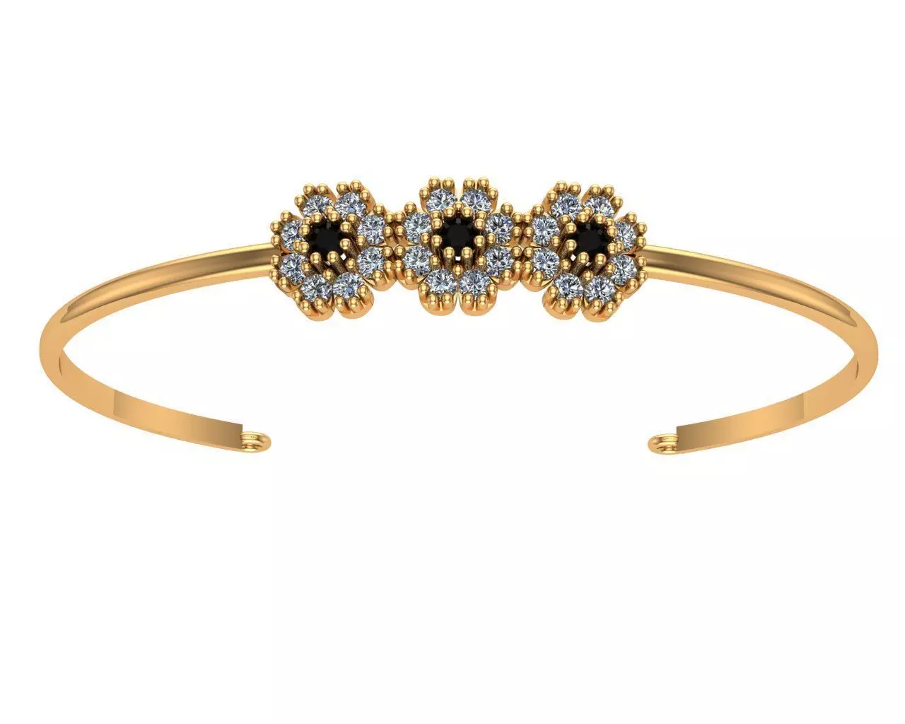 bracalets9 daisy bangle with diamonds 3D print model
