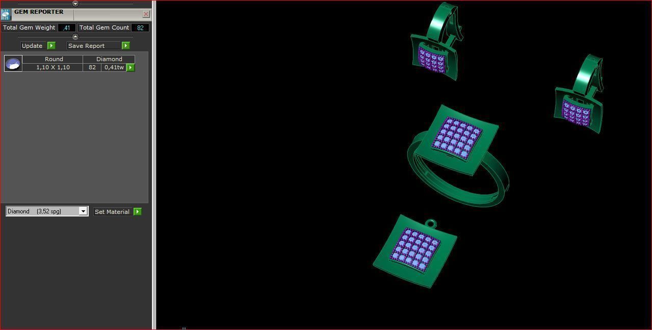 Set - Gold ring and earring 3D print model_7