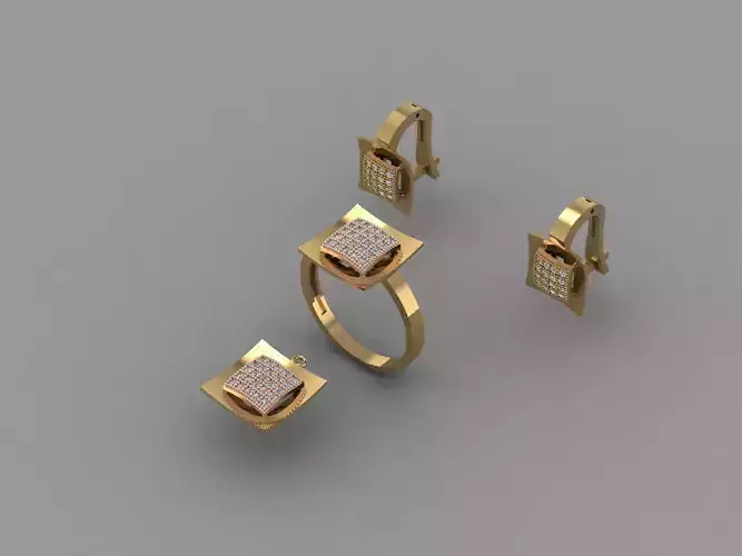 Set - Gold ring and earring