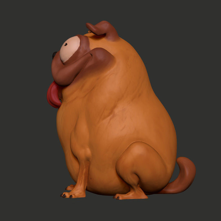 Monchi pug dog with tongue 3D print model_10
