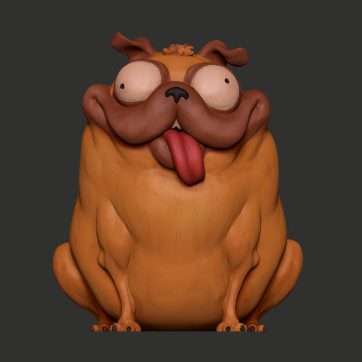 Monchi pug dog with tongue 3D print model_8