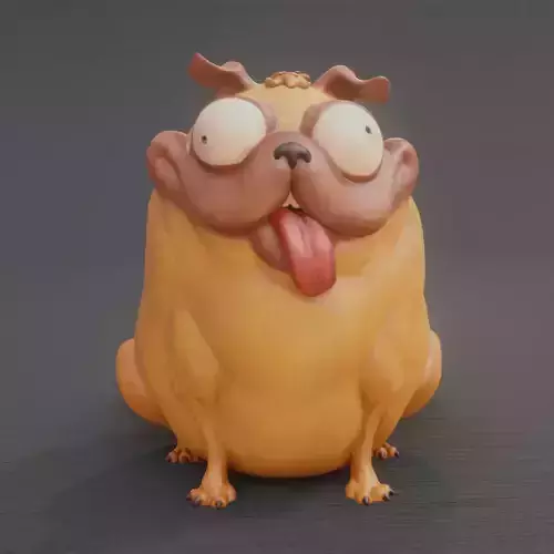 Monchi pug dog with tongue 3D print model