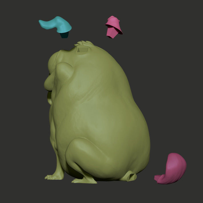 Monchi pug dog with tongue 3D print model_13