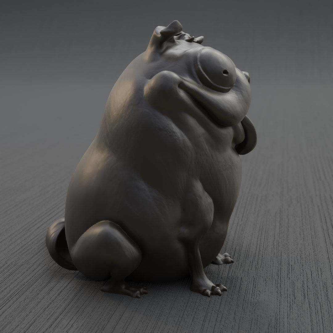 Monchi pug dog with tongue 3D print model_7