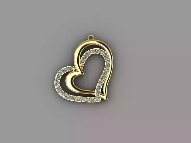 Pendant gold heart with diamonds