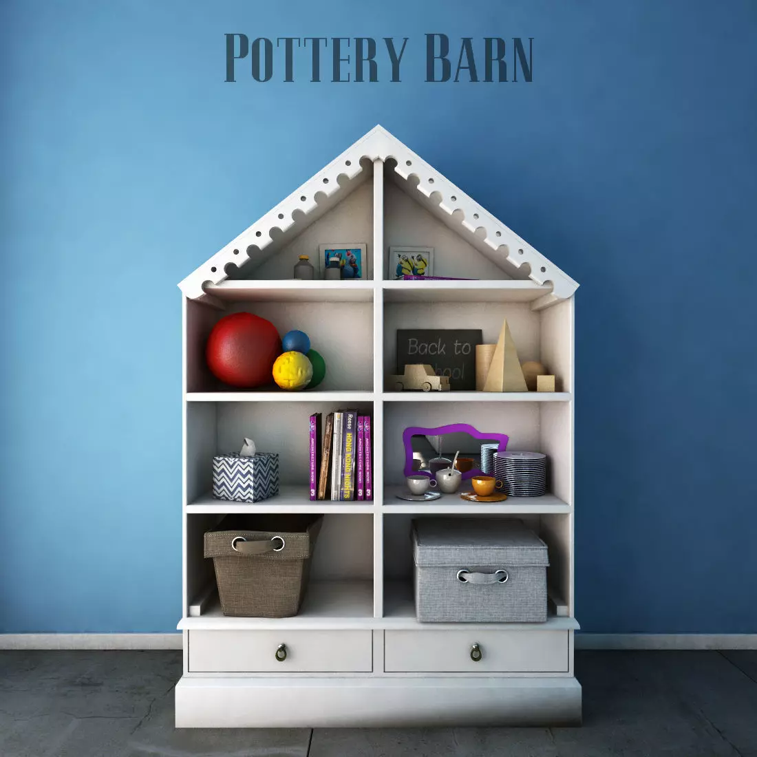 Pottery Barn Kids Bookcases preview 3D model