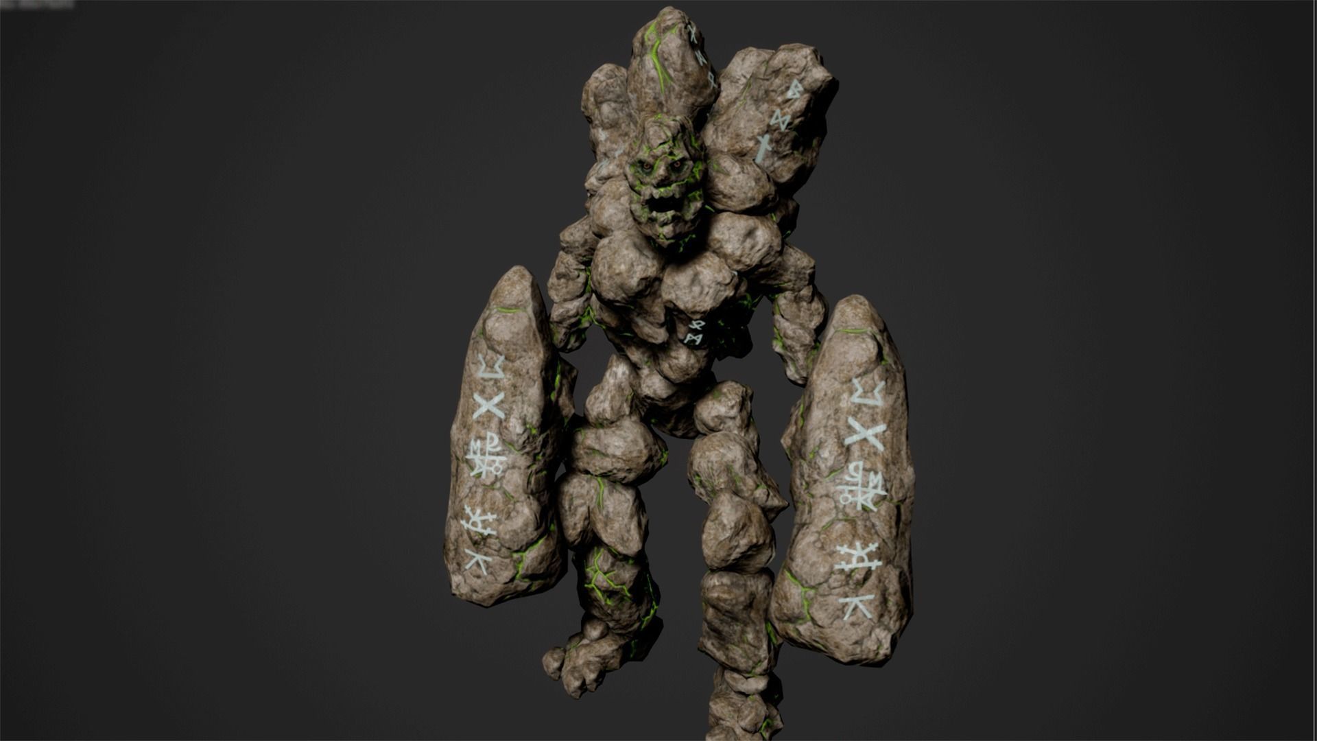 Stone monster Low-poly 3D model_0