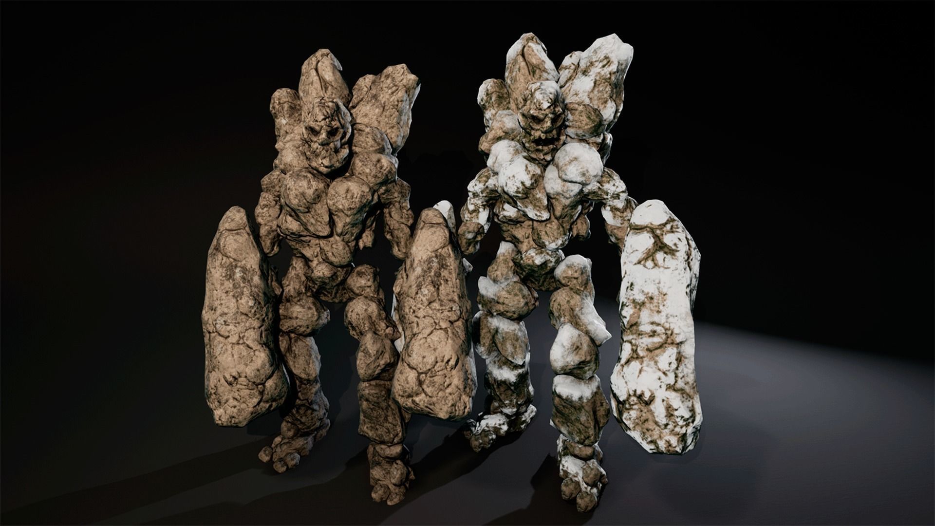 Stone monster Low-poly 3D model_2