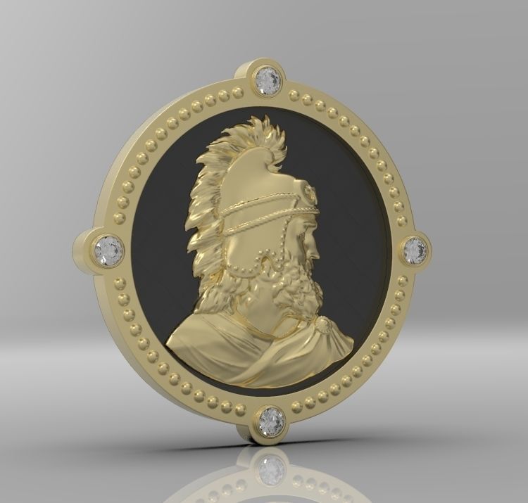 Medallion with st Vartan 3D print model_25