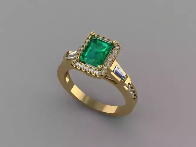 Rings emerald and diamond ring