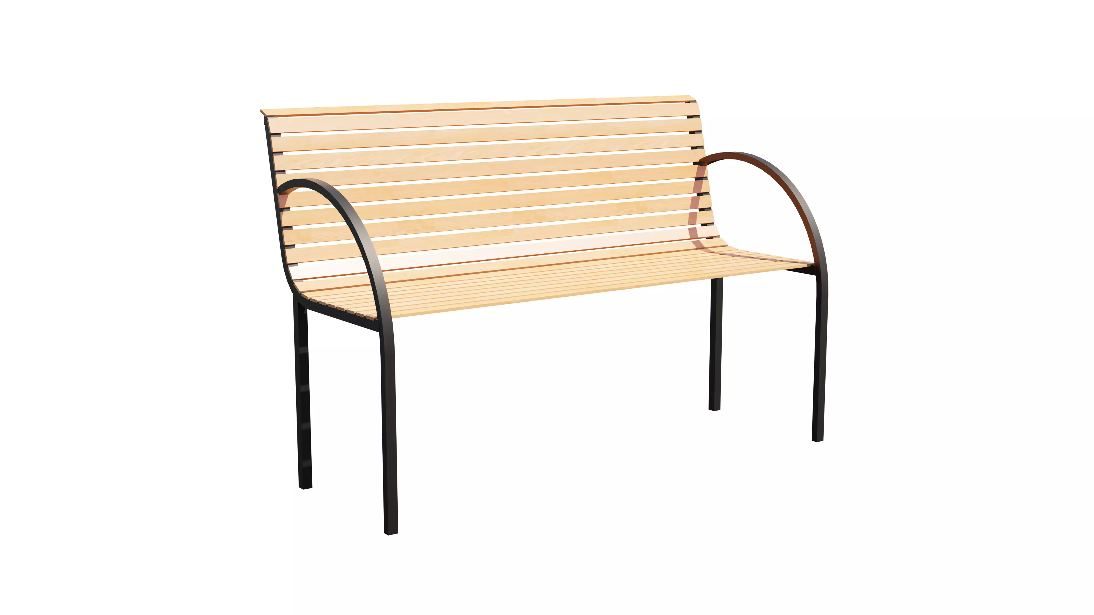 Simple Wood and Metal Bench Free low-poly 3D model