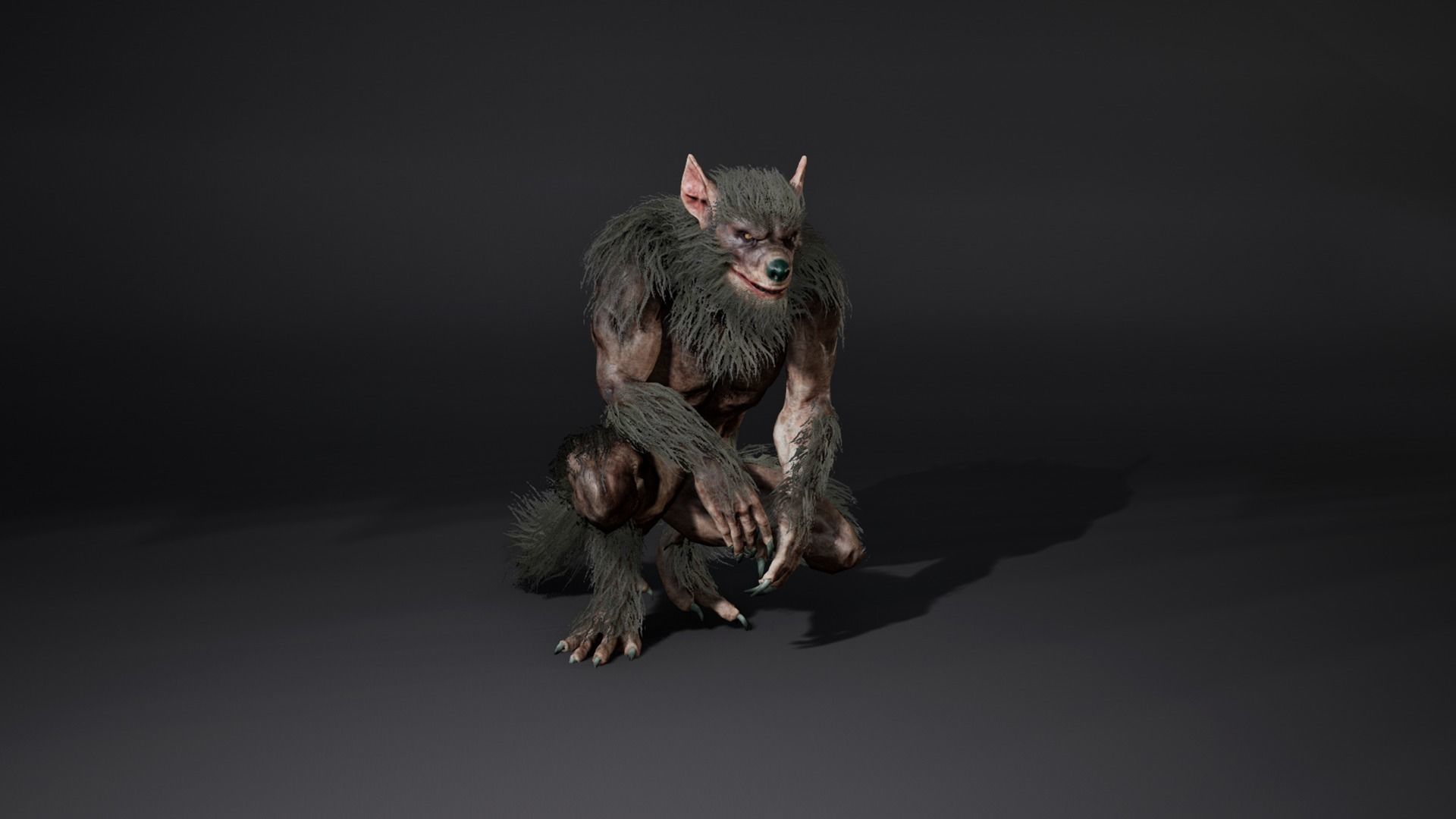 Werewolf face rig Low-poly 3D model_4