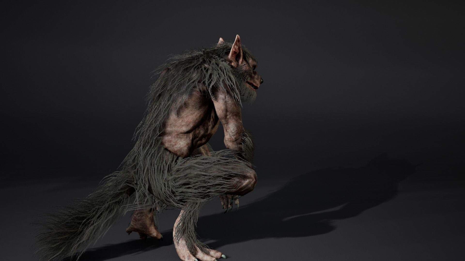 Werewolf face rig Low-poly 3D model_2