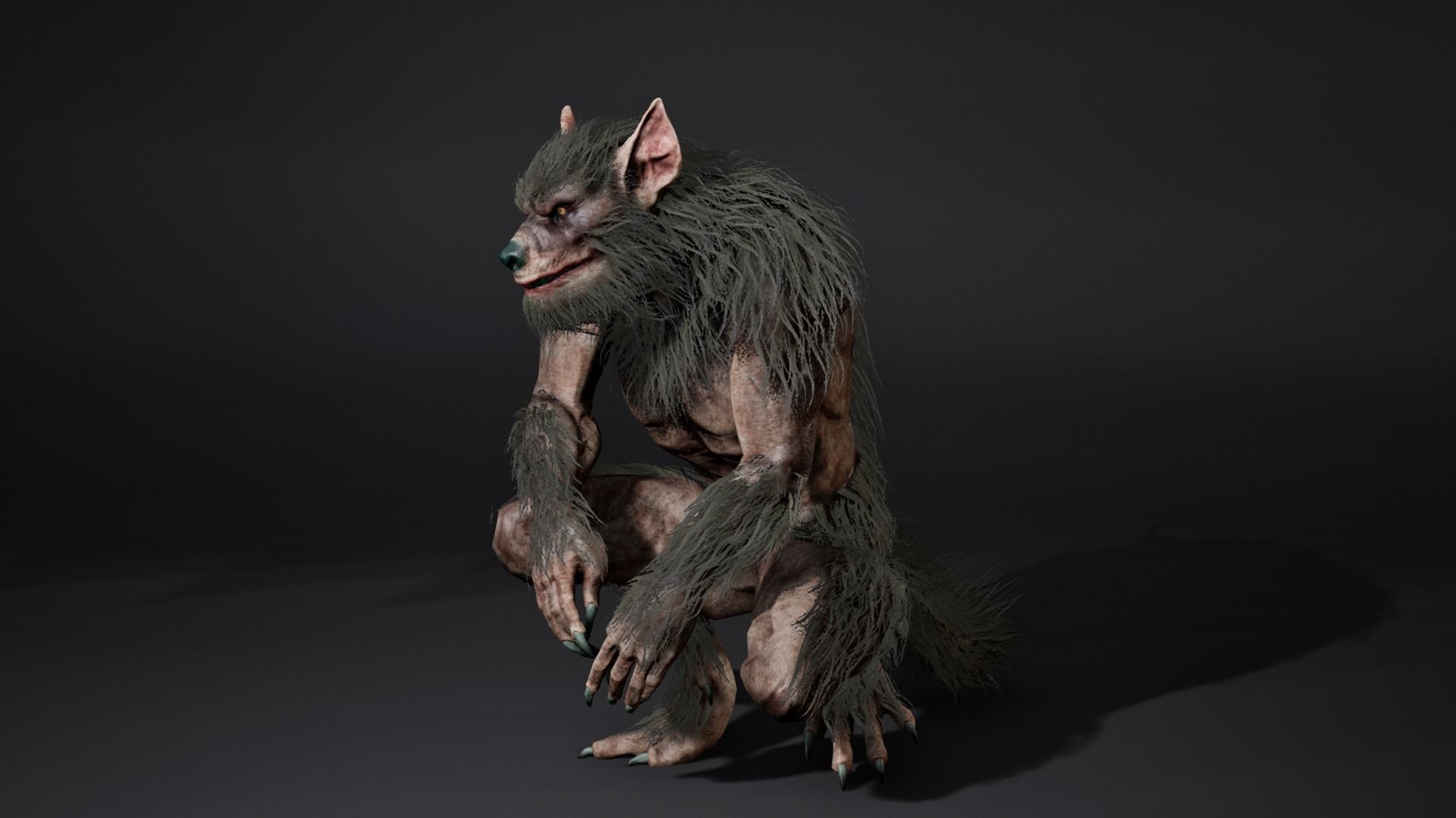 Werewolf face rig Low-poly 3D model_3
