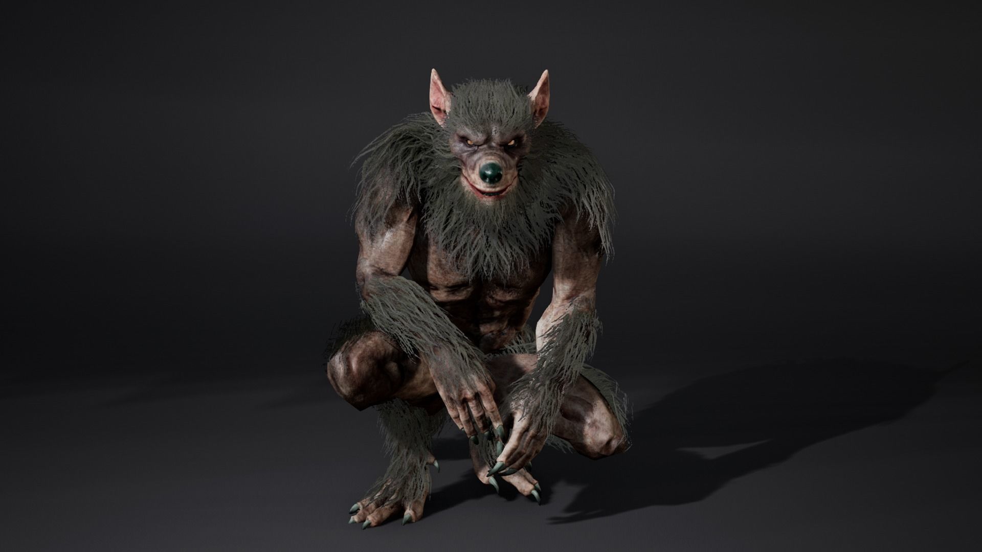 Werewolf face rig Low-poly 3D model_0