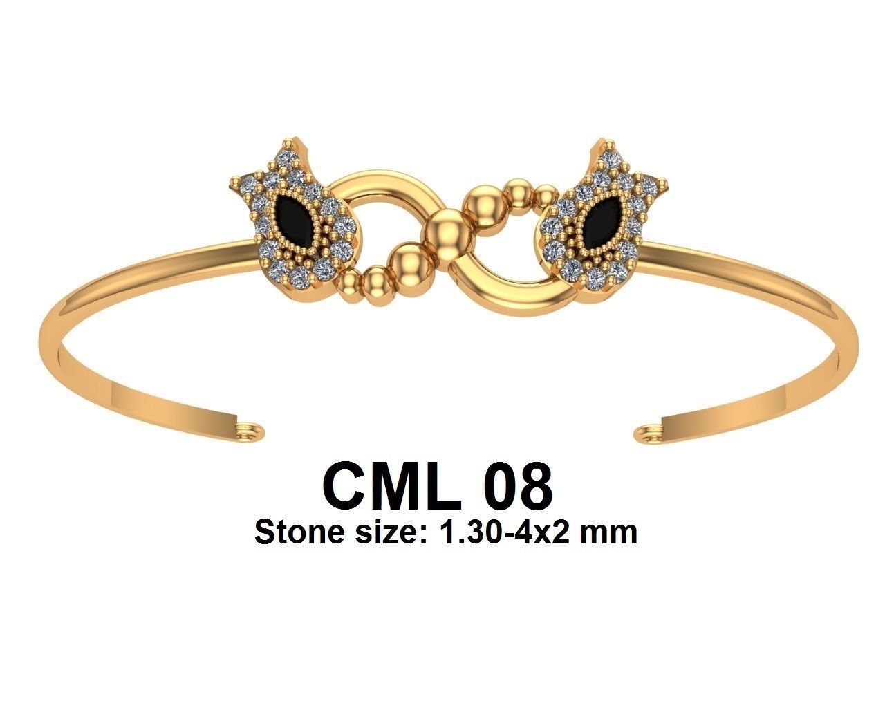 bracalets8 gold plated bracelet with stones 3D print model_28