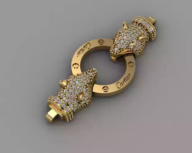 Bracelets wolf pendant gold with diamonds