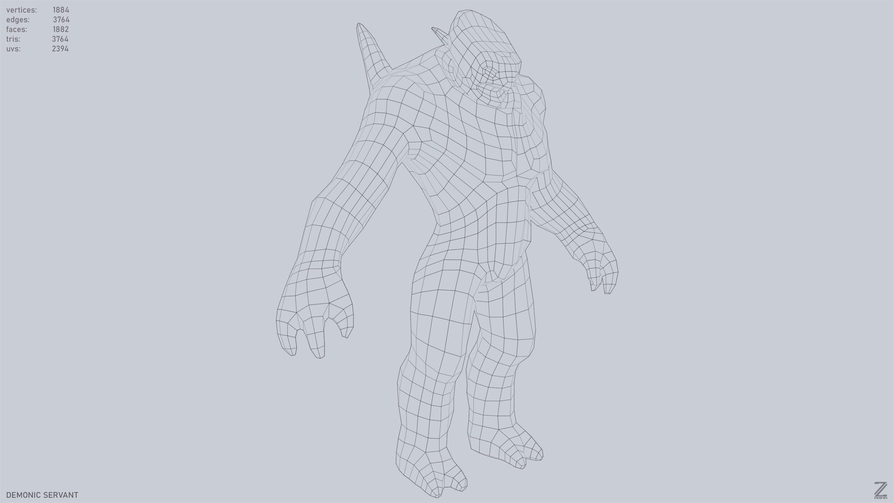 Demonic servant Low-poly 3D model_15