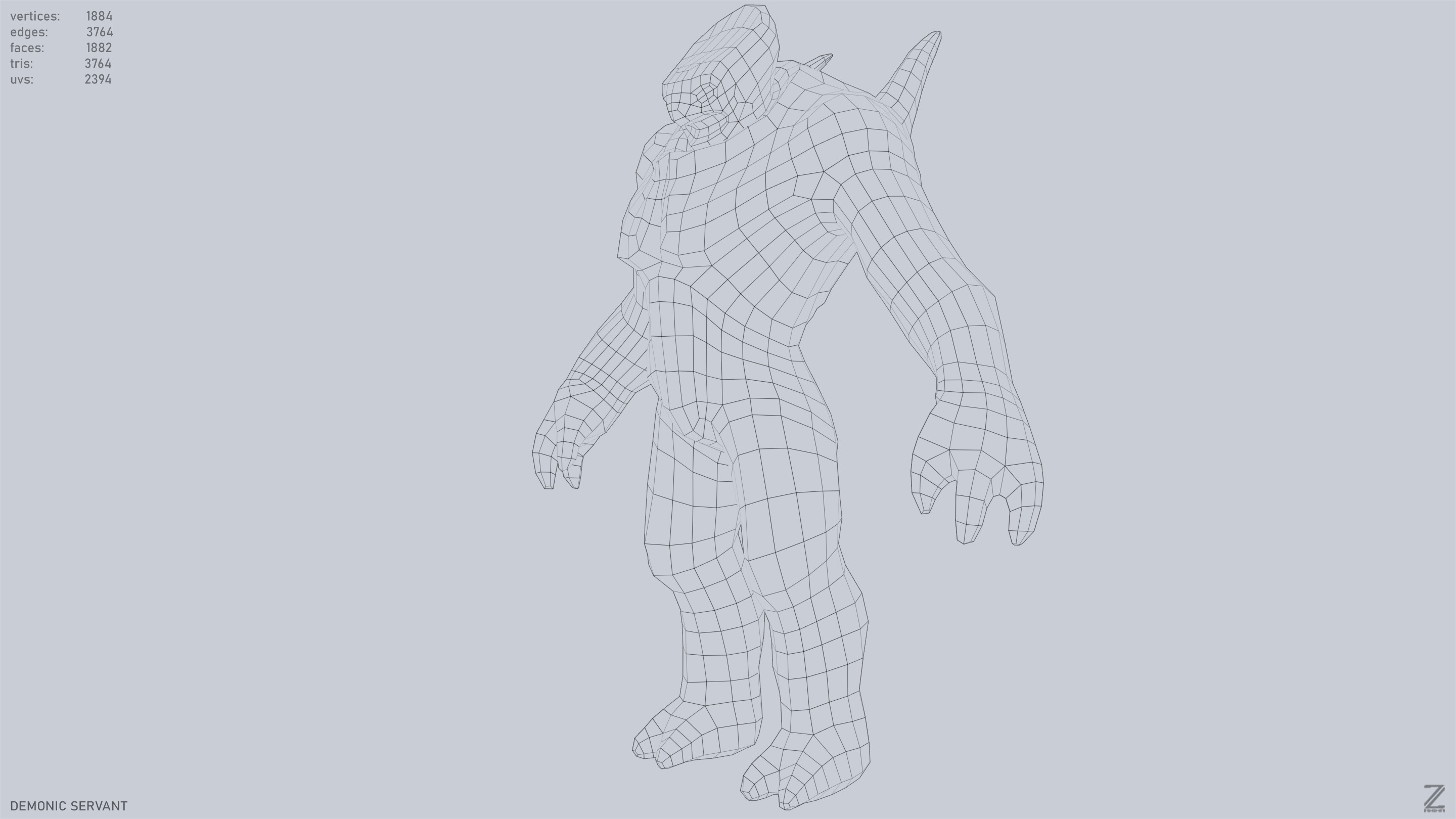 Demonic servant Low-poly 3D model_10