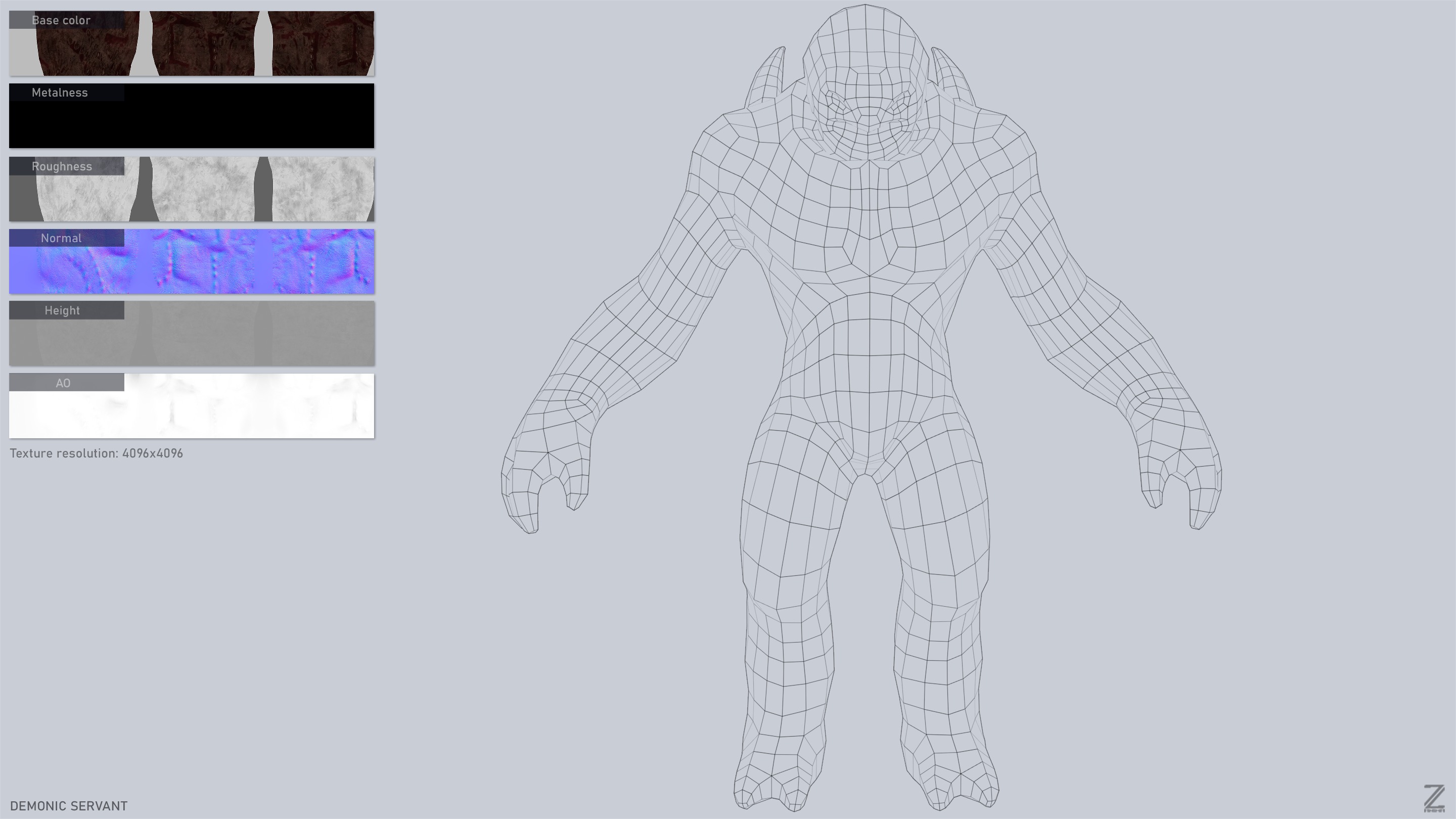 Demonic servant Low-poly 3D model_3